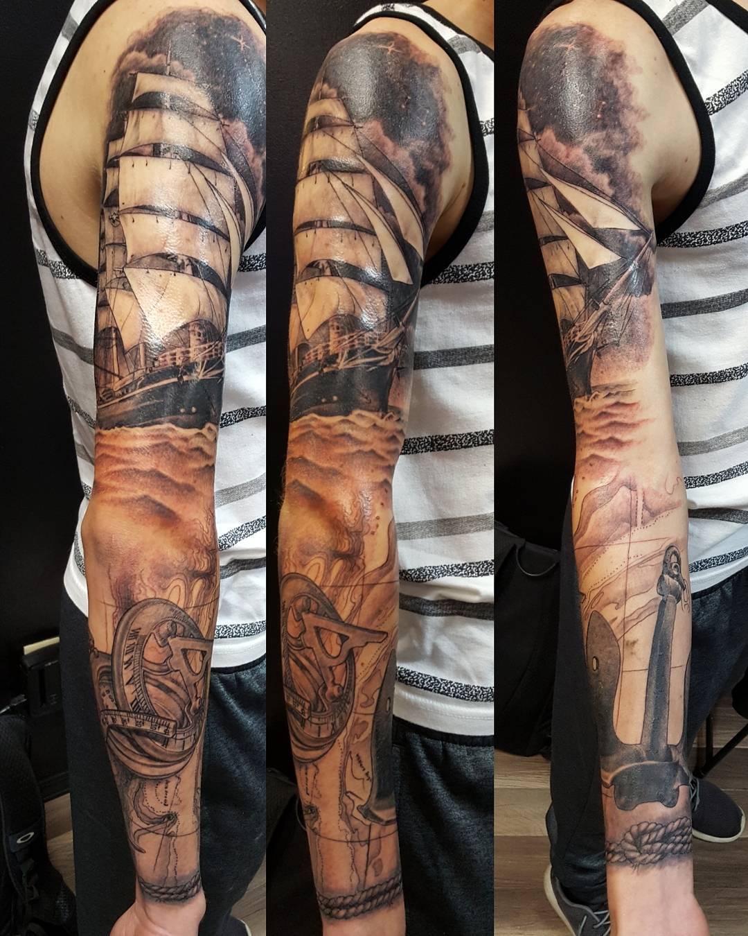 USN Full Sleeve Tattoo
